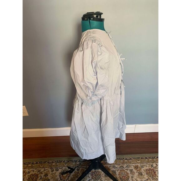🧺H&M Divided NWT Tie-Detail Puff Sleeve Light Blue Mini Dress, size L - Picture 5 of 5